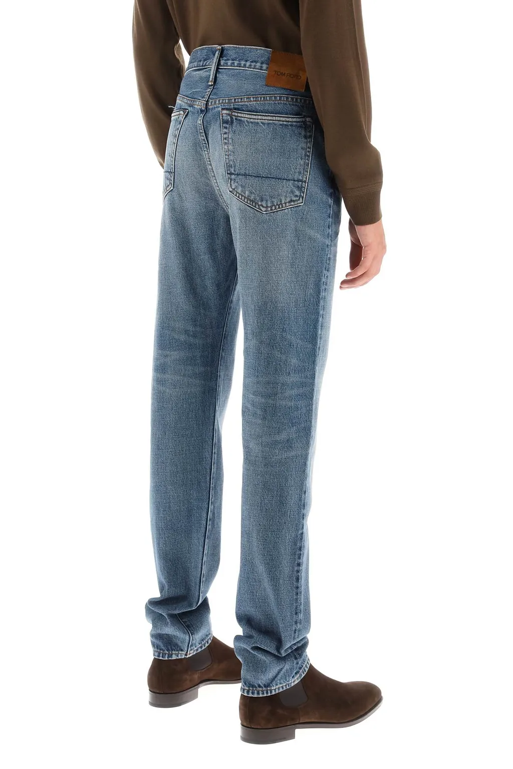 Button Zipper Denim Trousers