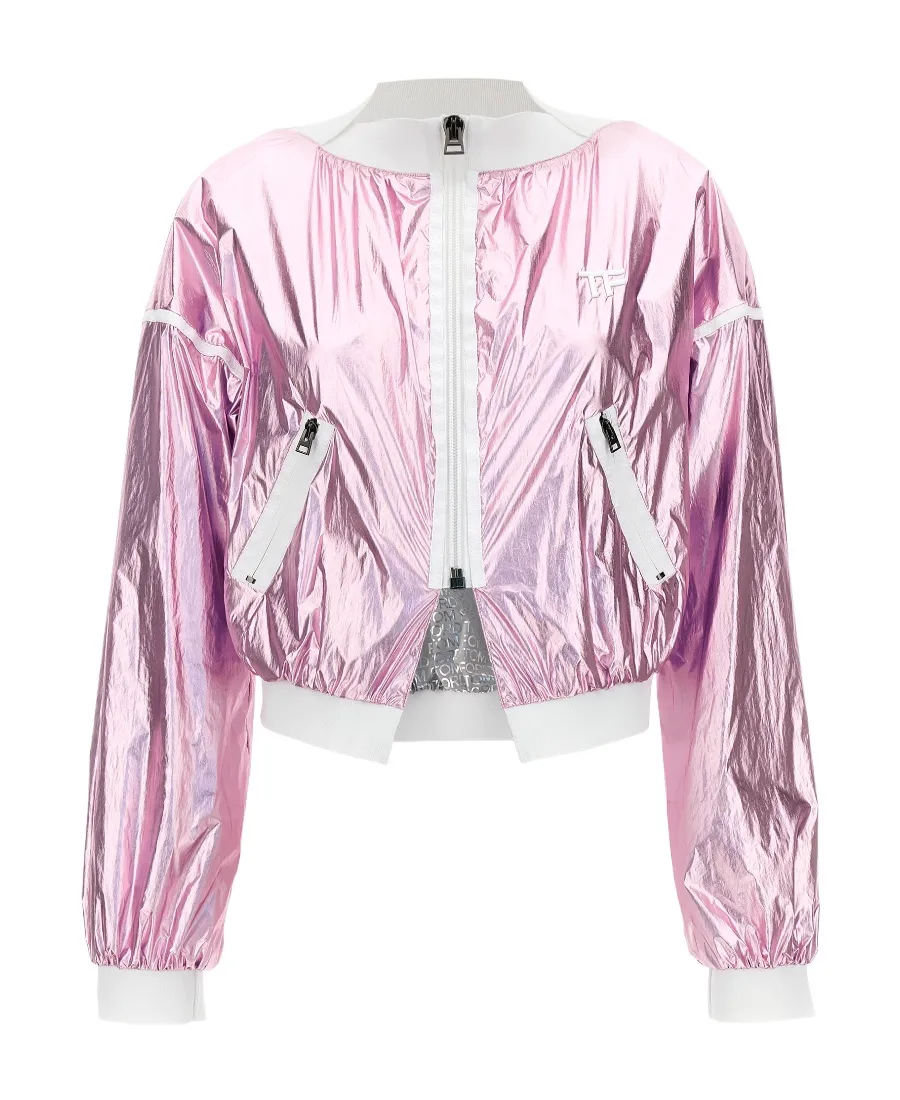 Zip-Up Cropped Bomber Jacket