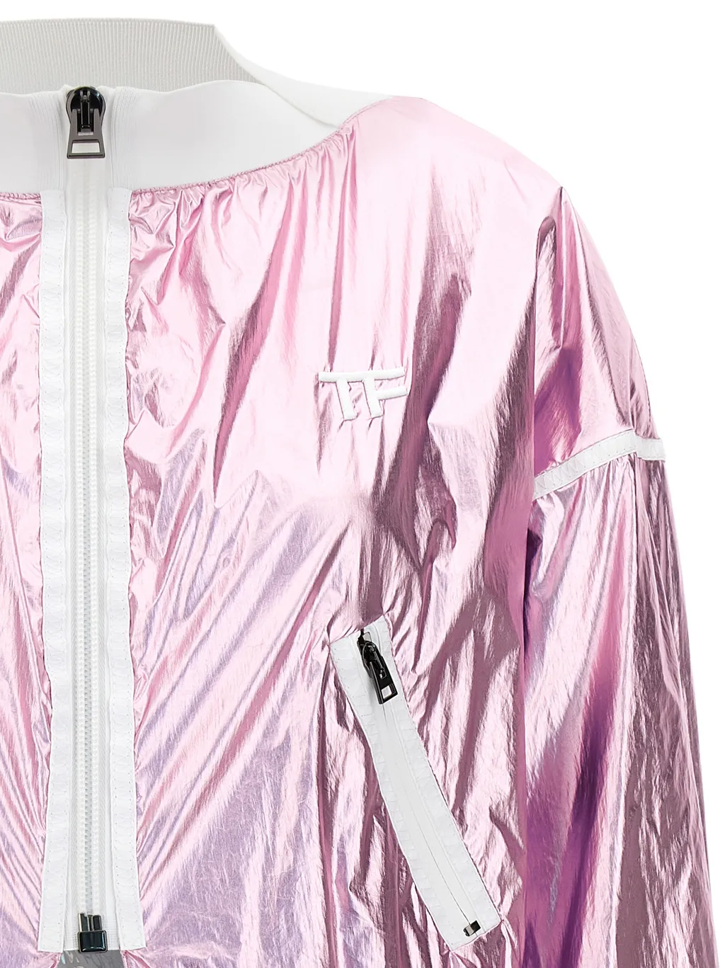 Zip-Up Cropped Bomber Jacket