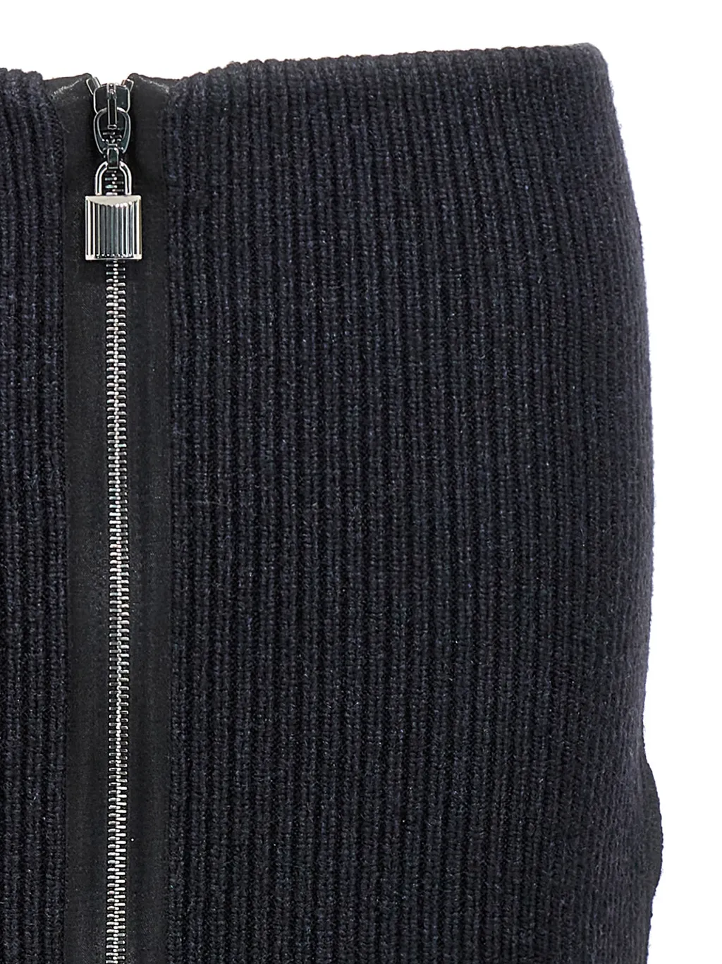 High-Waisted Ribbed Knit Midi Skirt