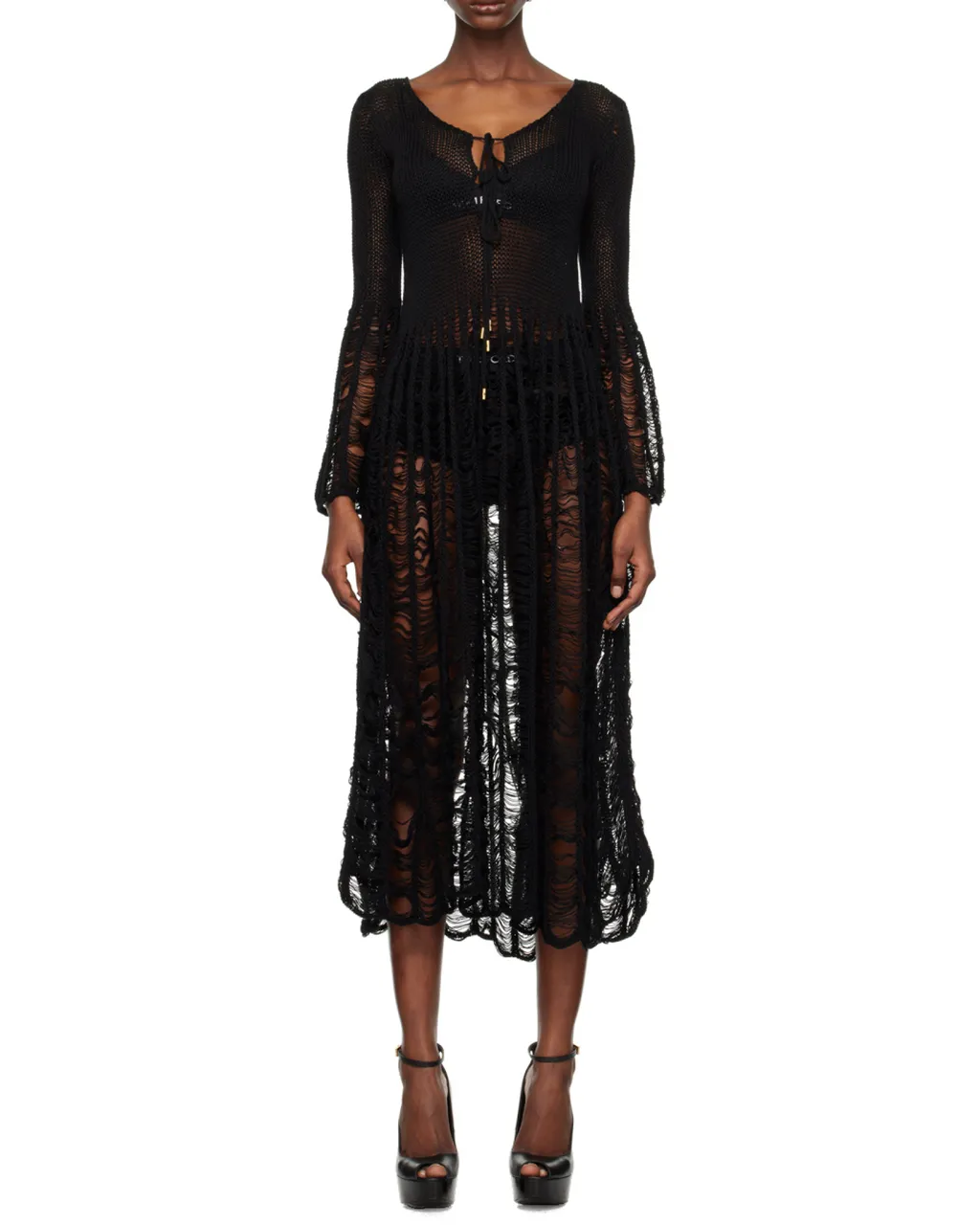 Large Ladder Long-Sleeved Dress