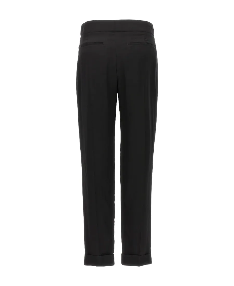 Metal Bar Detailed Straight-Leg Pants