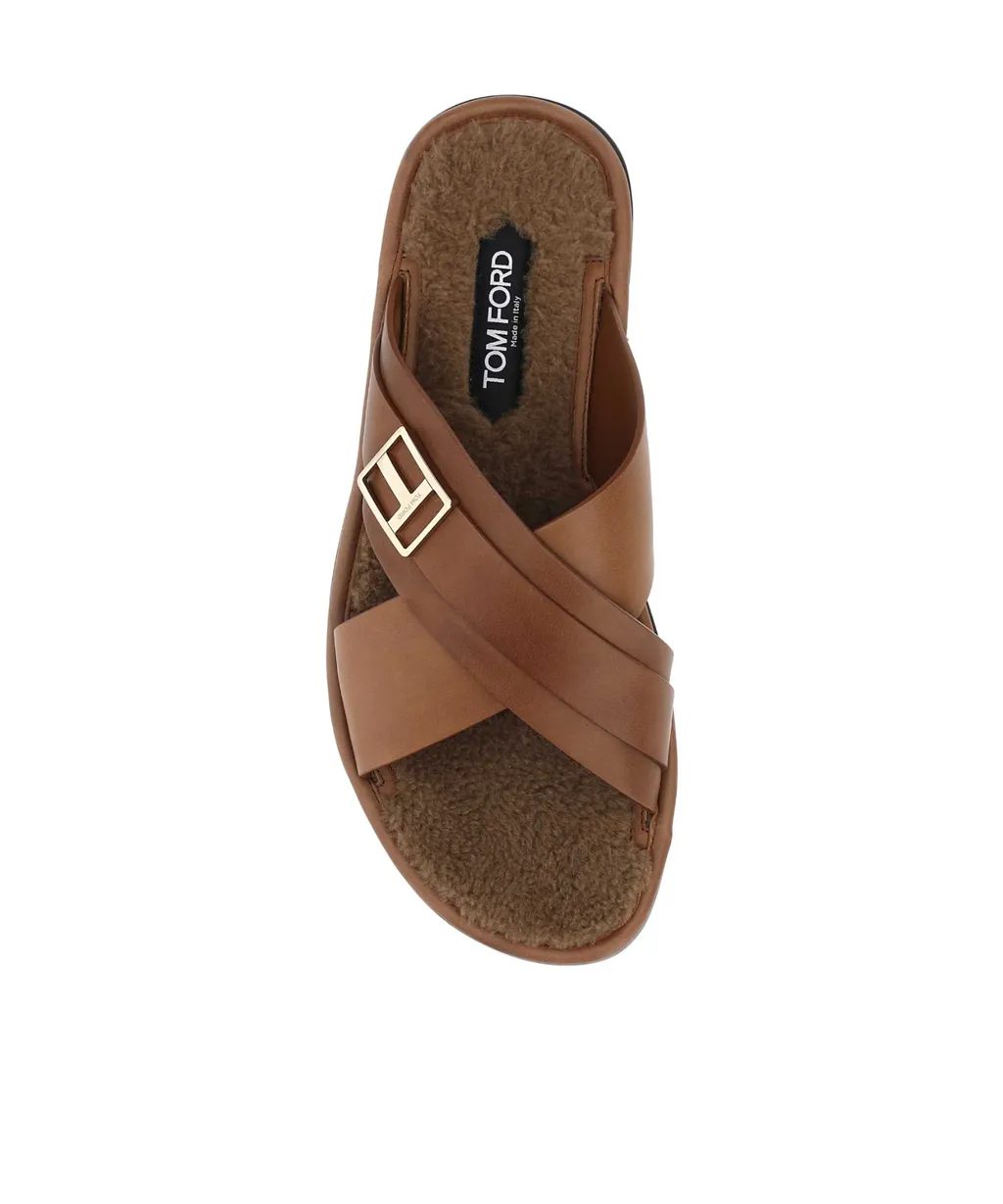 Logo Plaque Crossover Strap Sandals