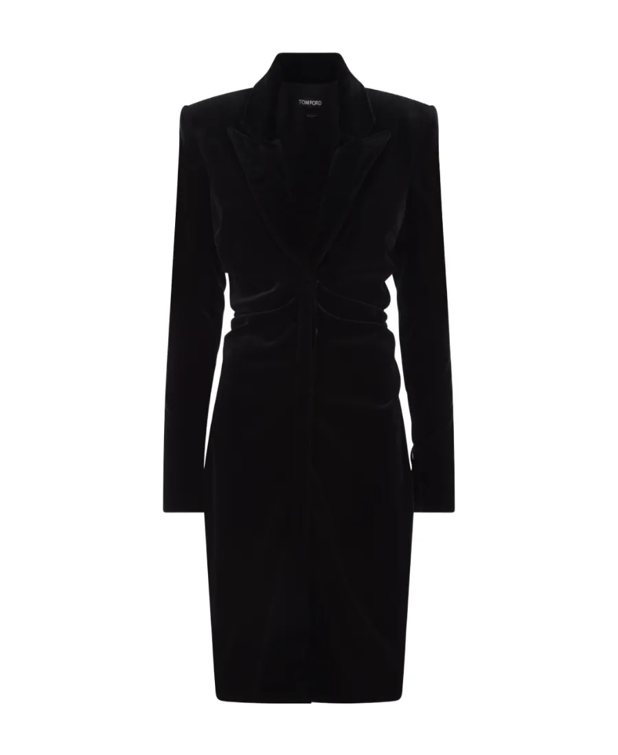 Plunging V-Neck Velvet Midi Dress