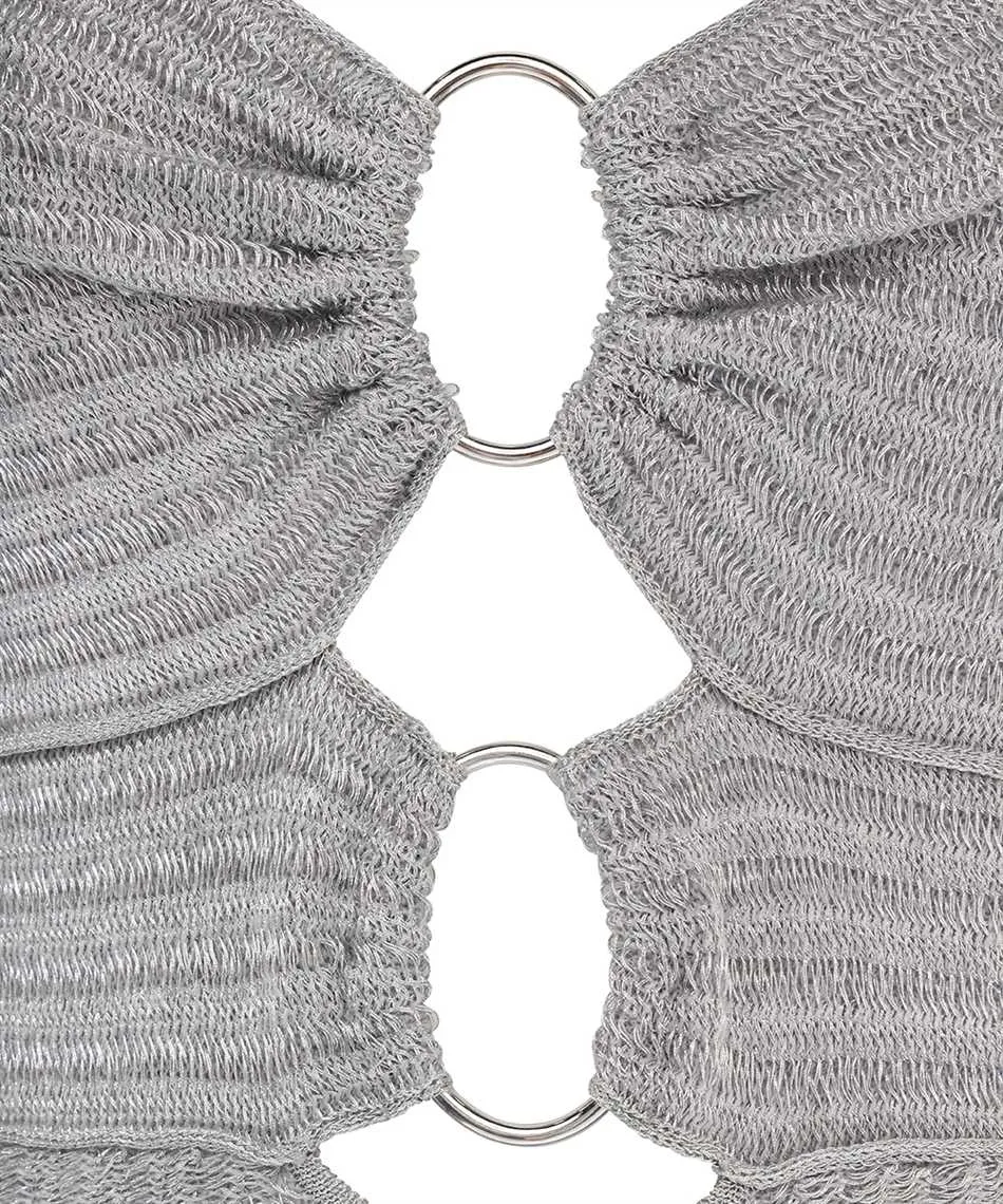 Cut-Out Detailing Ribbed-Knit Dress