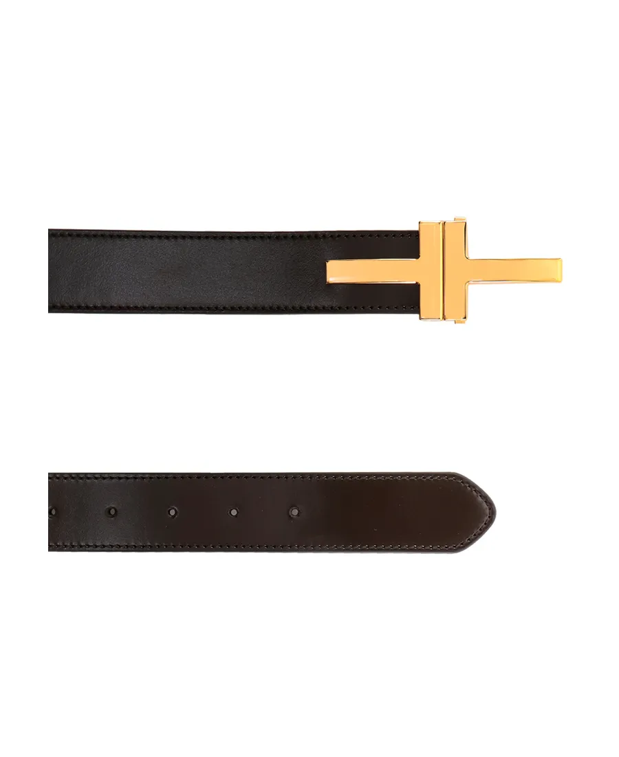 Logo Plaque Leather Belt