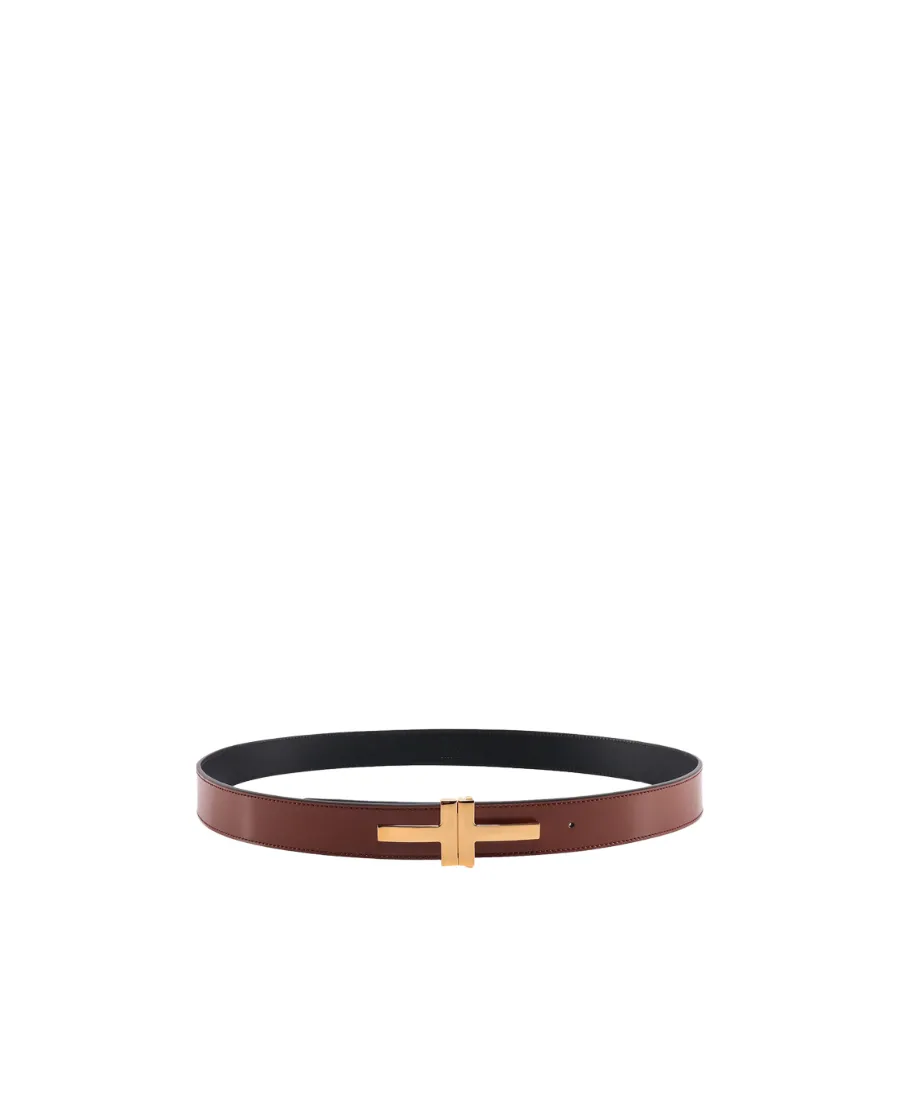 Logo Plaque Leather Belt
