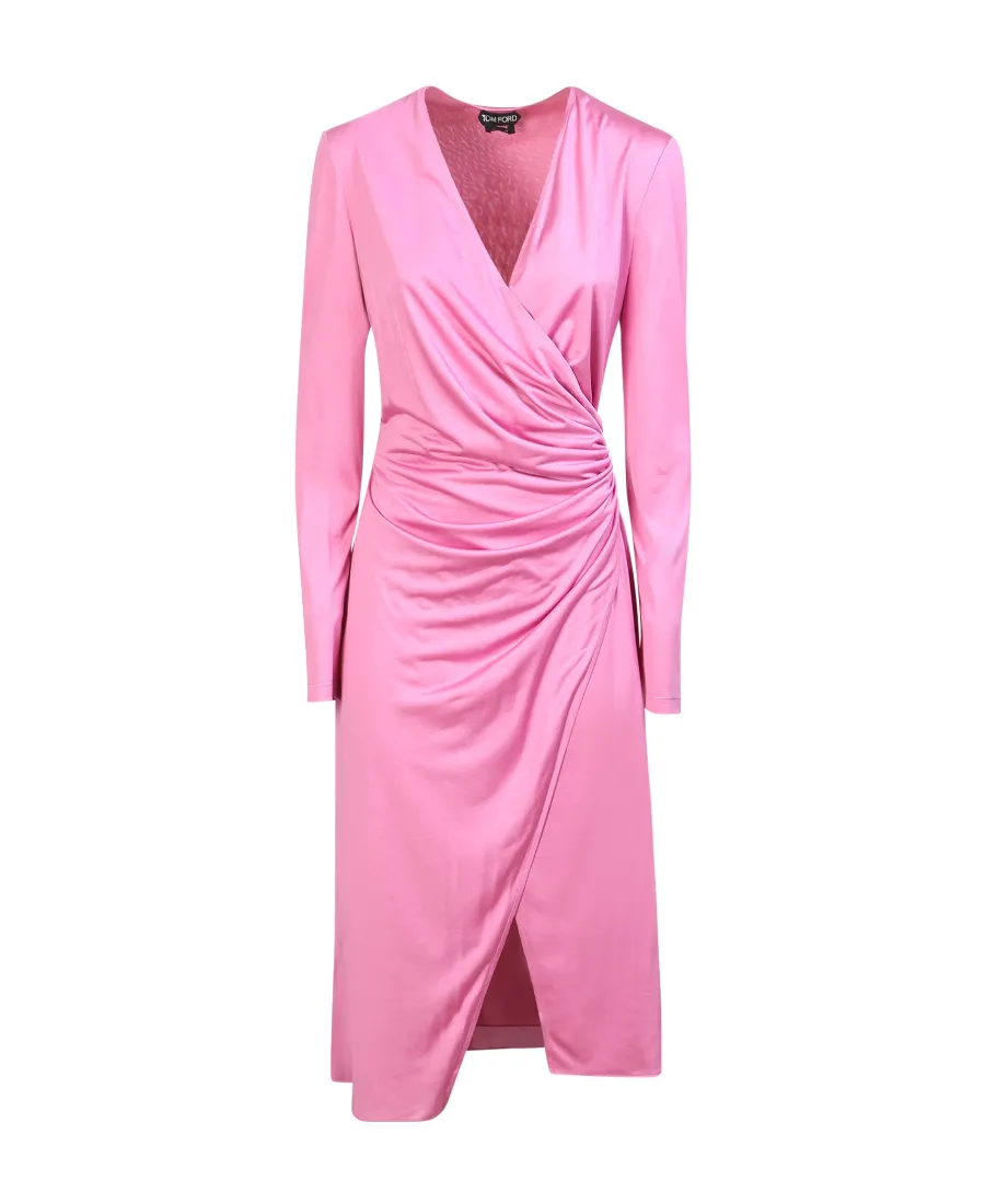 V-Neck Wrap Midi Dress