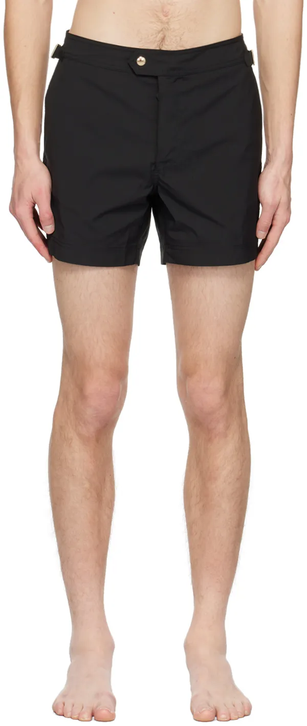 Mid-Rise Side Buckled Swim Shorts