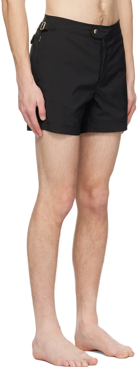 Mid-Rise Side Buckled Swim Shorts