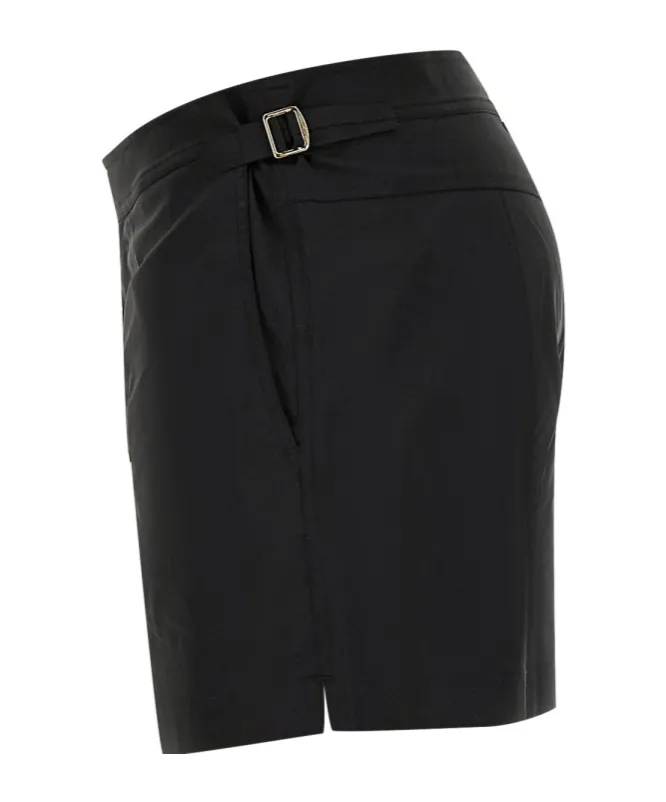 Mid-Rise Side Buckled Swim Shorts