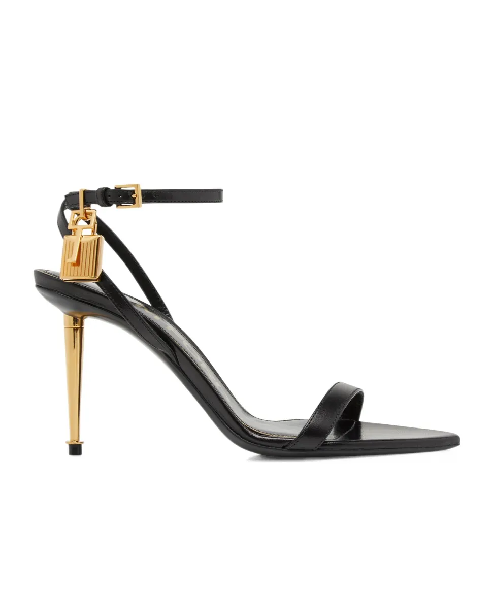 Padlock Open-Toe Heeled Sandals