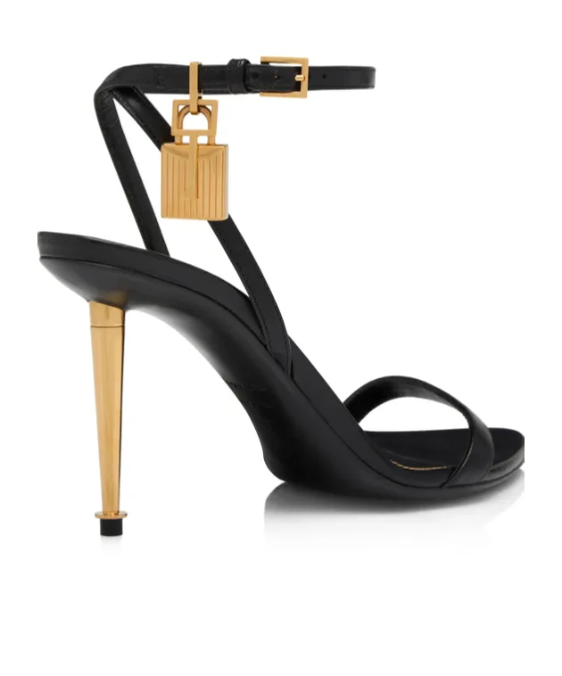Padlock Open-Toe Heeled Sandals