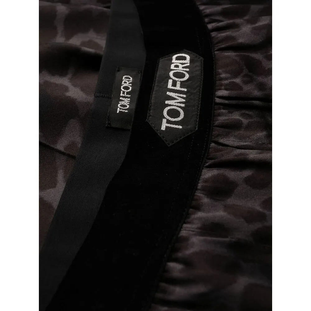 Leopard-Printed Stretched Pajama Trousers