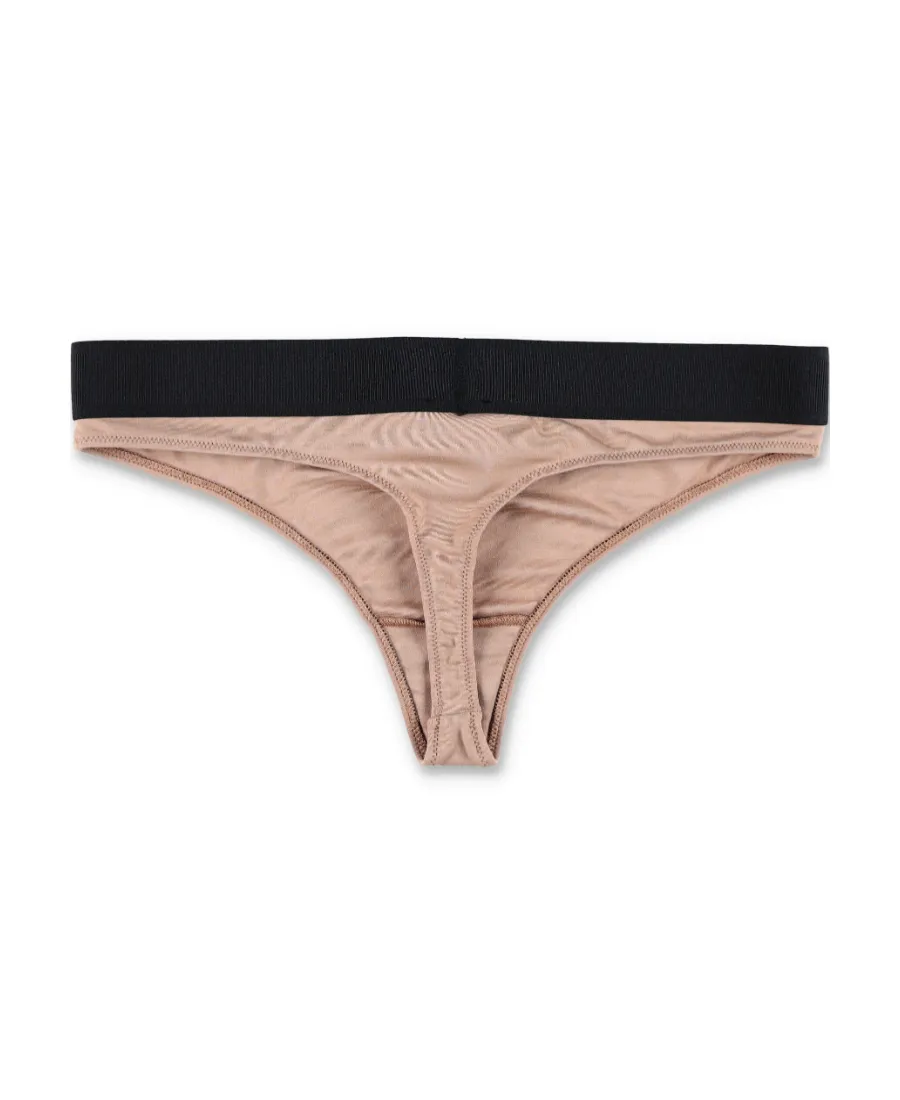 Logo-Waistband Stretch Thongs