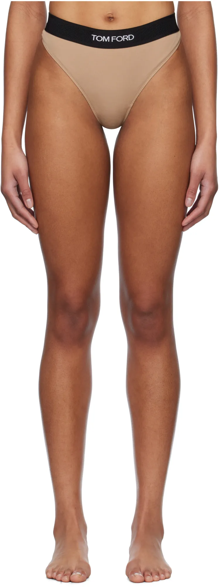 Logo-Waistband Stretch Thongs