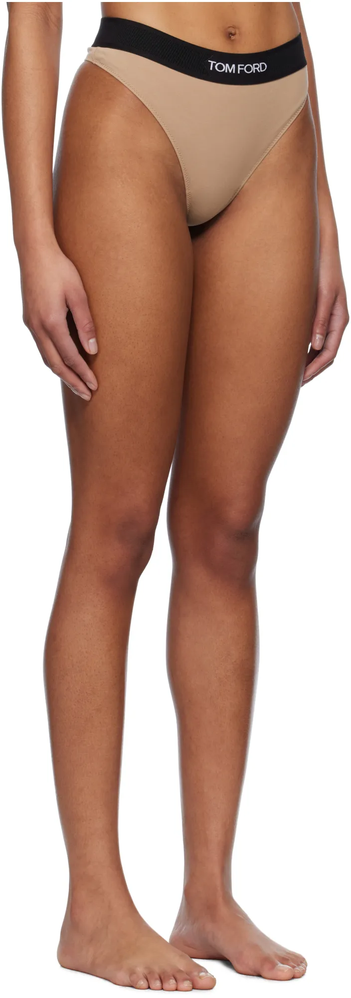 Logo-Waistband Stretch Thongs
