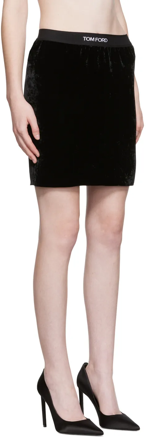 Logo-Waistband Velvet Mini Skirt