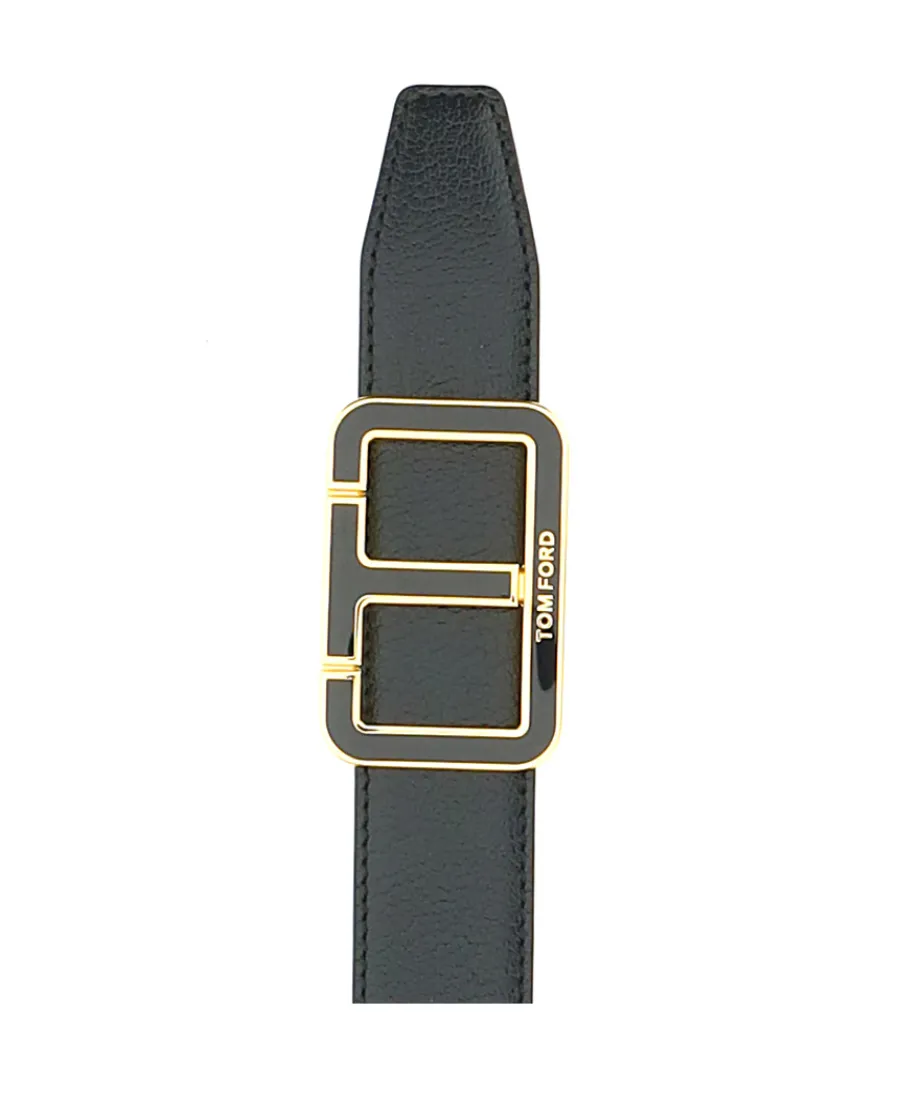 Logo-Buckle Leather Belt