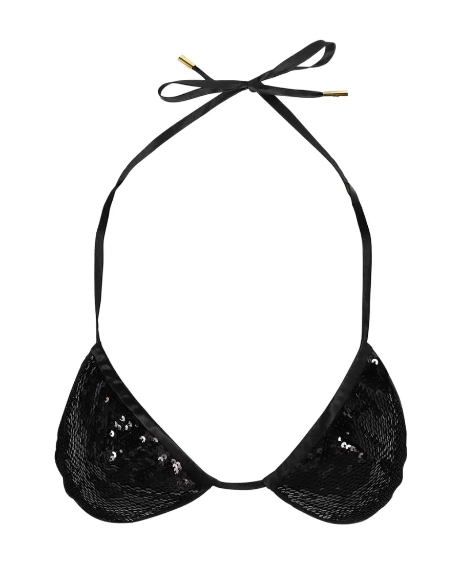 Sequin-Embellished Triangle Bikini Top