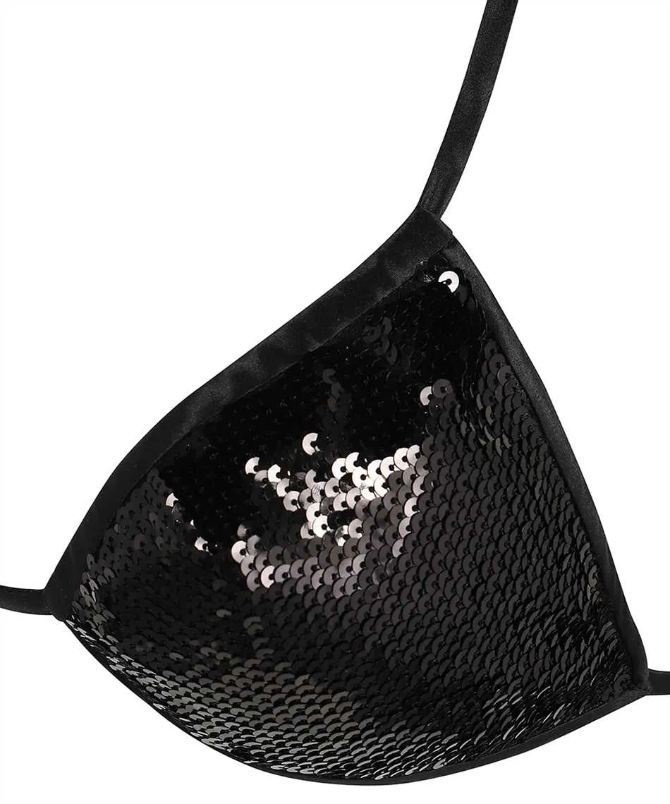 Sequin-Embellished Triangle Bikini Top