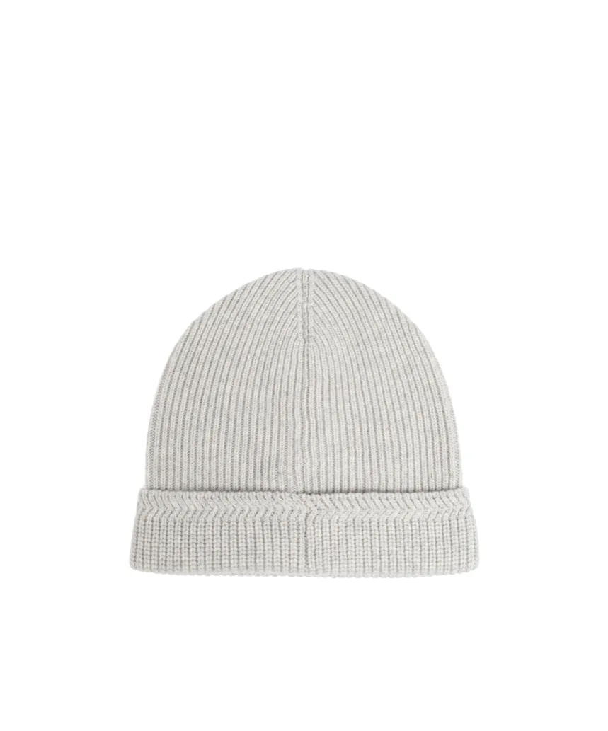 Logo Patch Ribbed-Knit Beanie