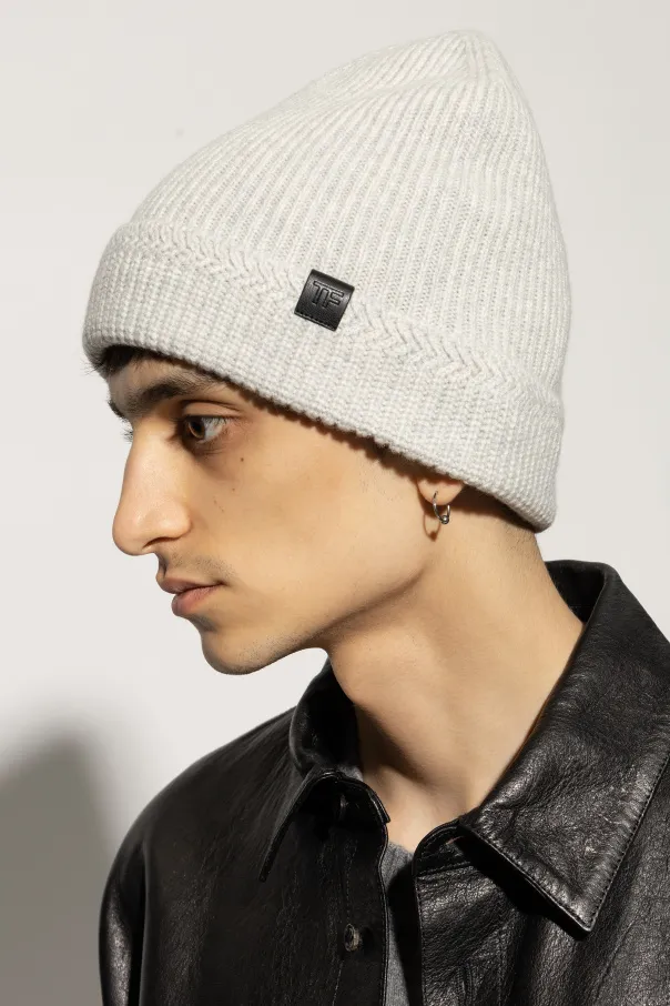Logo Patch Ribbed-Knit Beanie