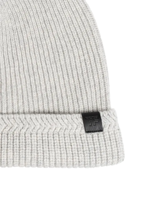 Logo Patch Ribbed-Knit Beanie