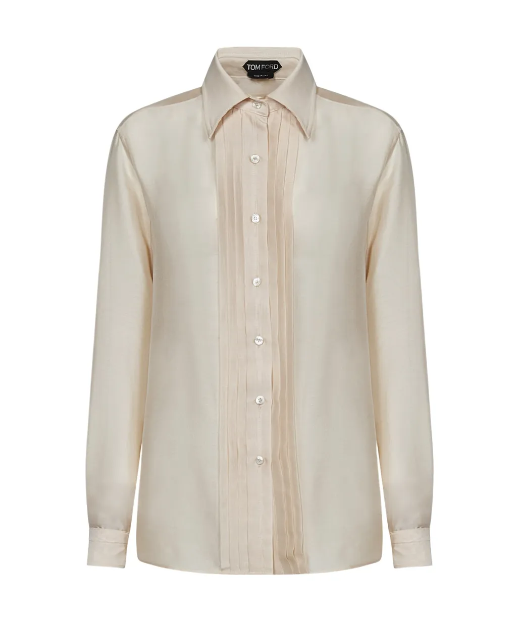 Pleated Long-Sleeved Shirt