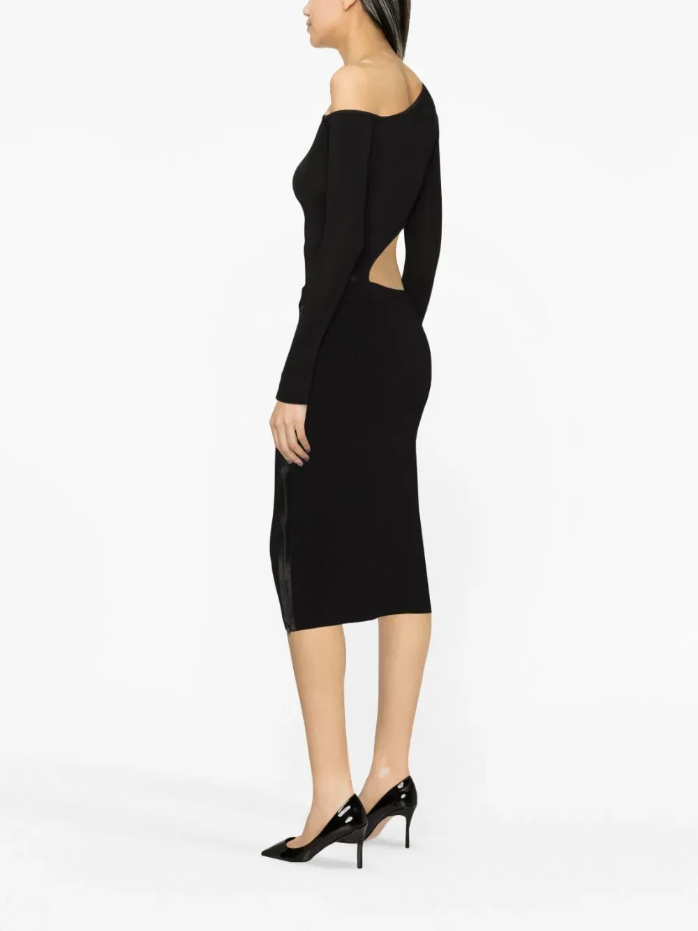 Ribbed-Knit Midi Skirt