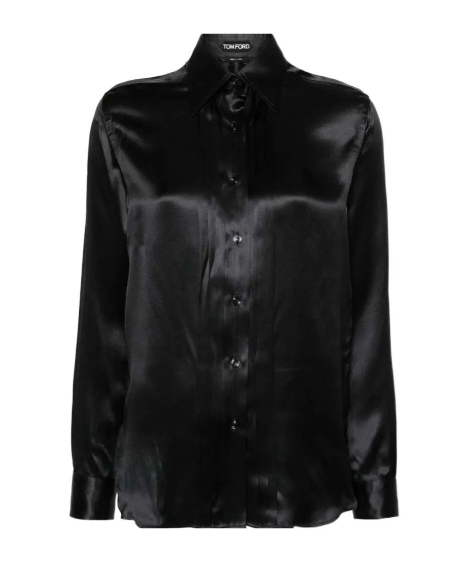 Pintuck-Detailed Long-Sleeved Shirt