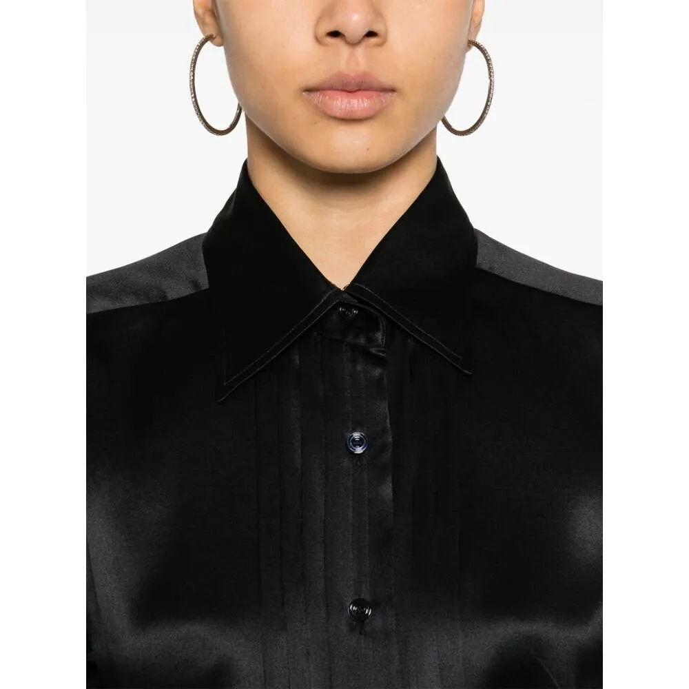 Pintuck-Detailed Long-Sleeved Shirt