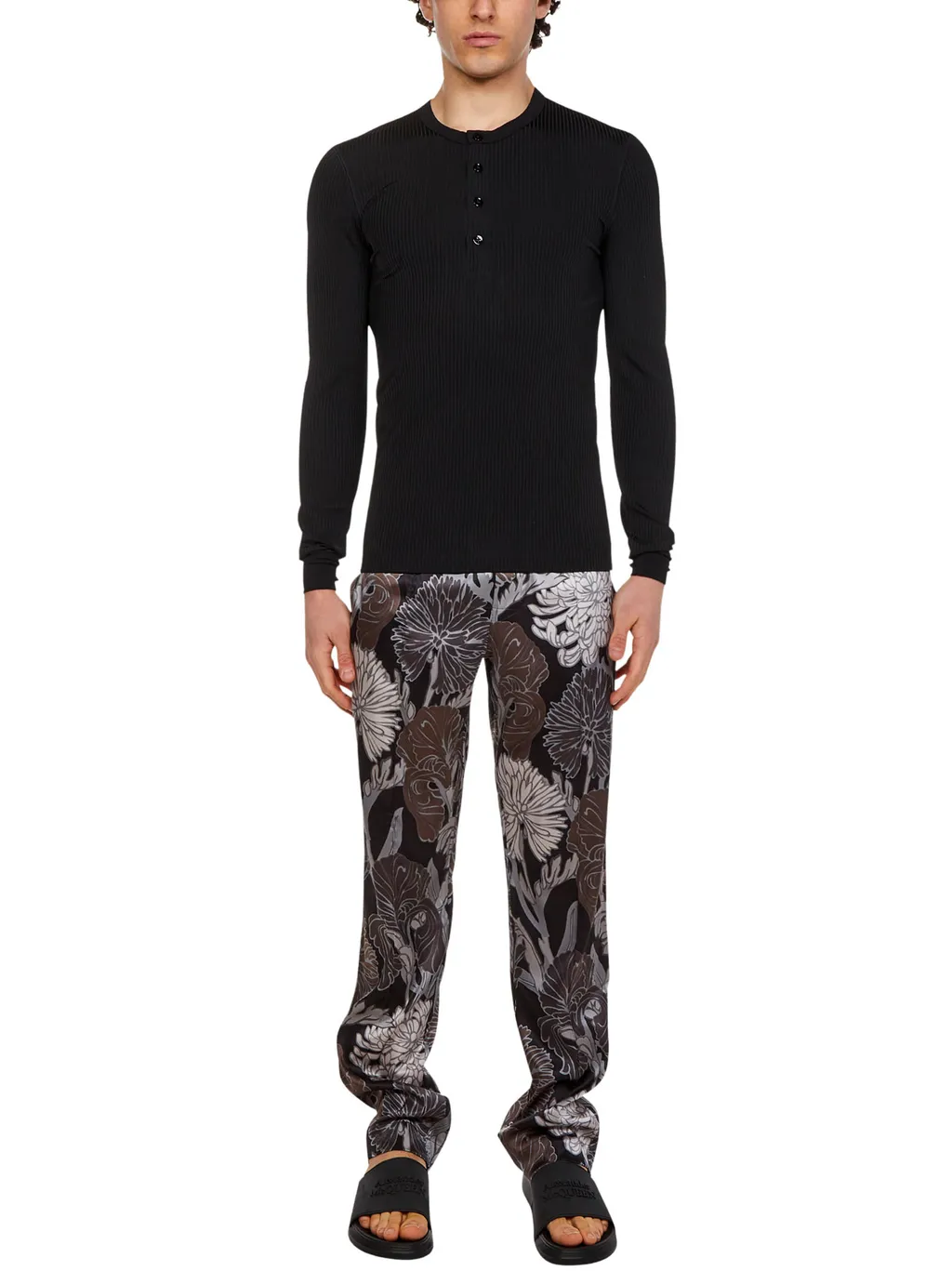 Floral-Printed Flared Trousers