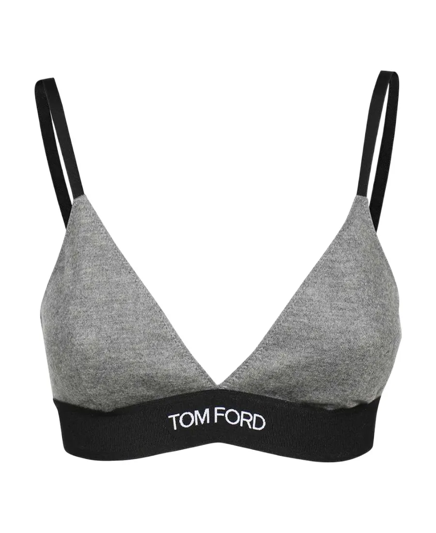 Logo-Underband Cashmere Triangle Bra