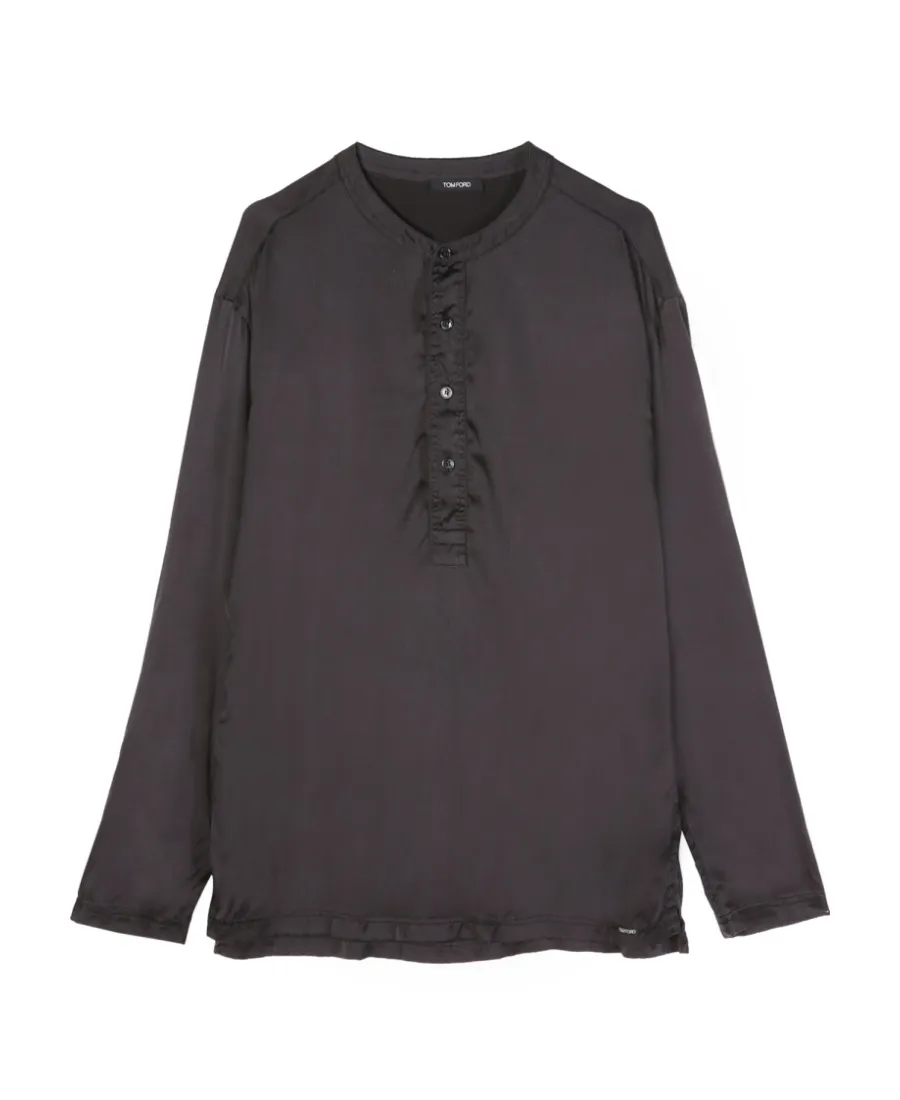 Half Buttoned Long-Sleeved Shirt