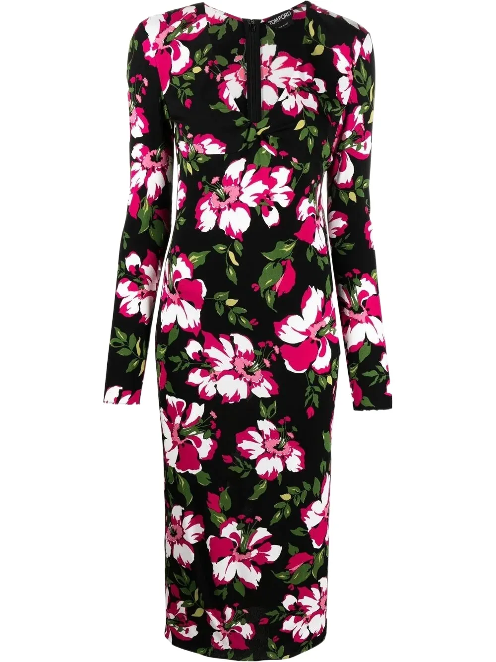 Floral-Printed V-Neck Midi Dress