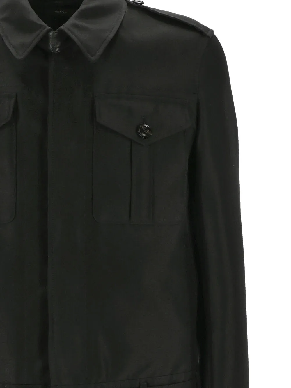 Belted-Waist Military Jacket
