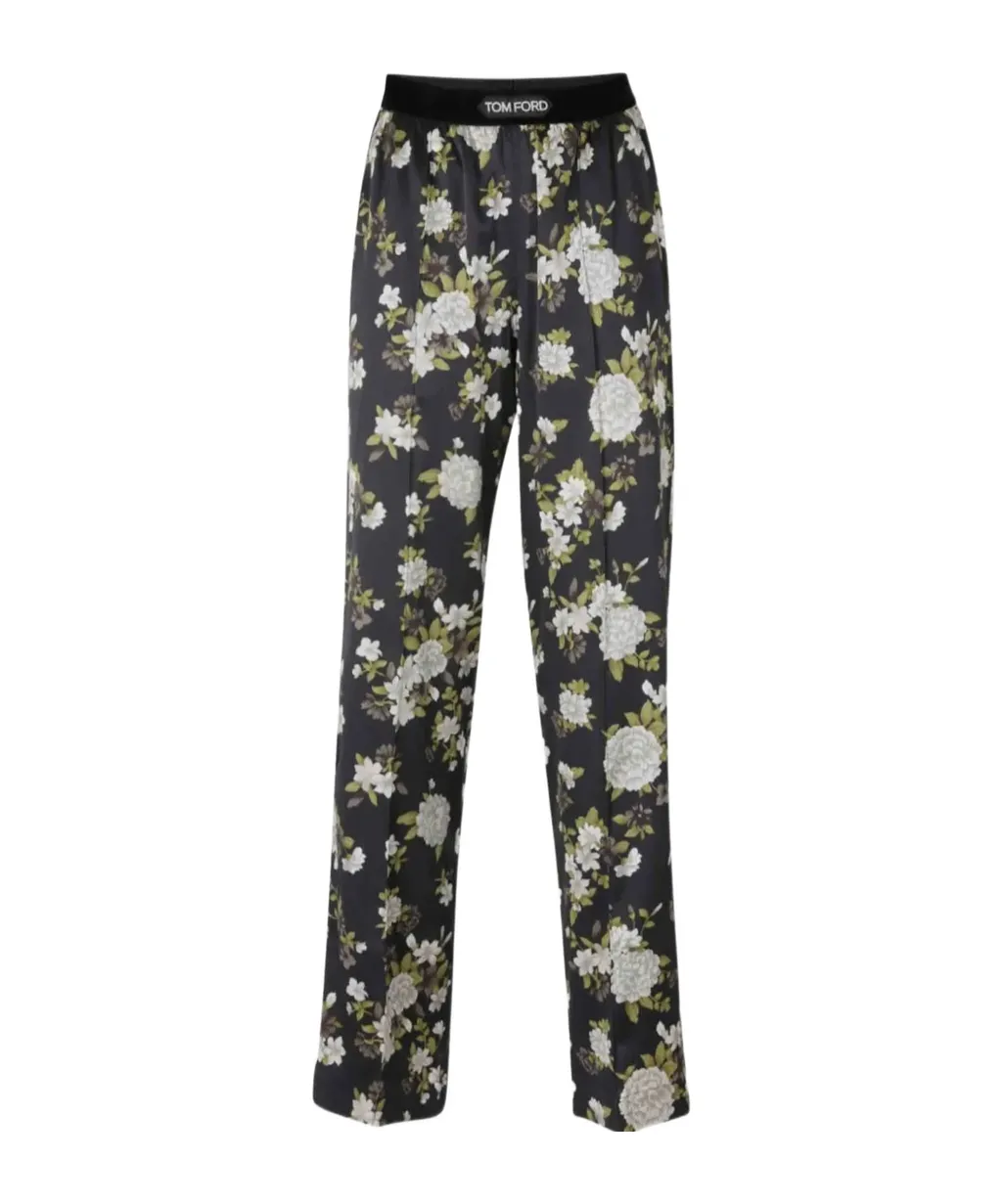 Floral-Printed Straight-Leg Pajama Trousers