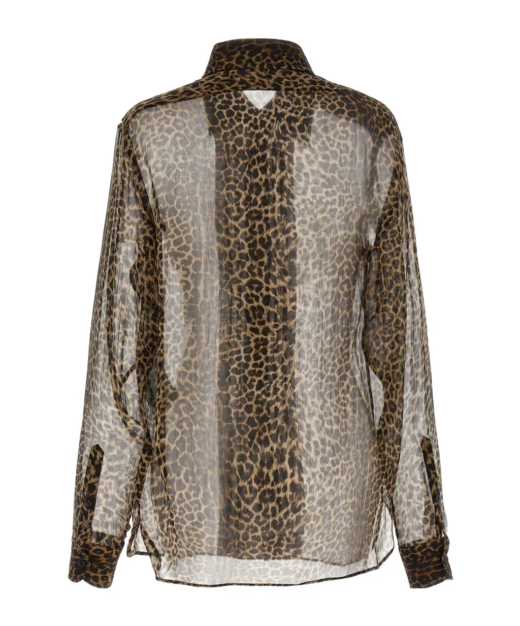 Leopard-Printed Long-Sleeved Shirt