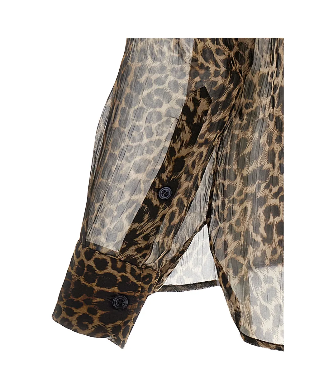 Leopard-Printed Long-Sleeved Shirt