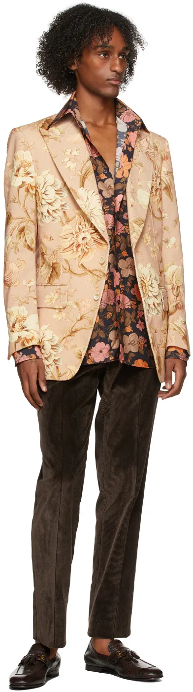 Floral Print Single-Breasted Blazer