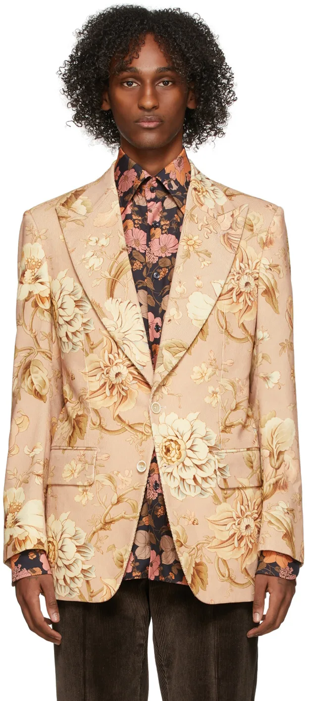 Floral Print Single-Breasted Blazer