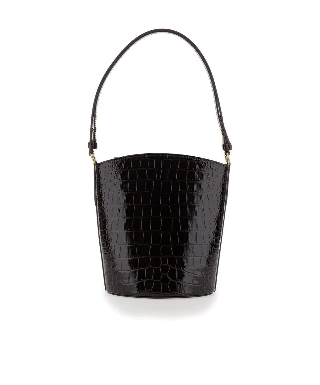 Shiny Embossed Medium Bucket Bag