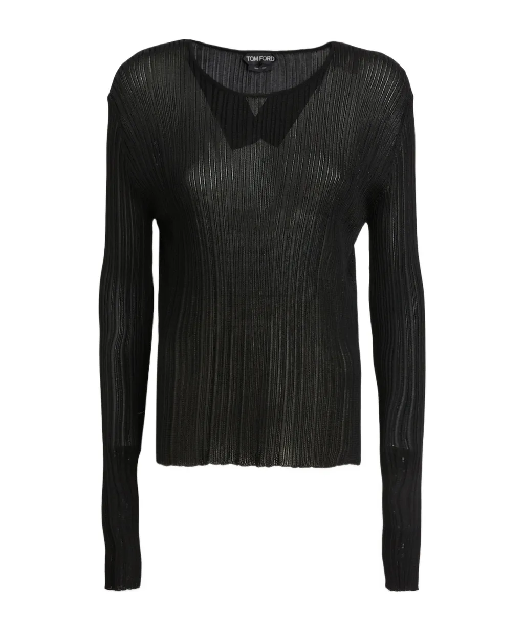 Crewneck Ribbed-Knit Top
