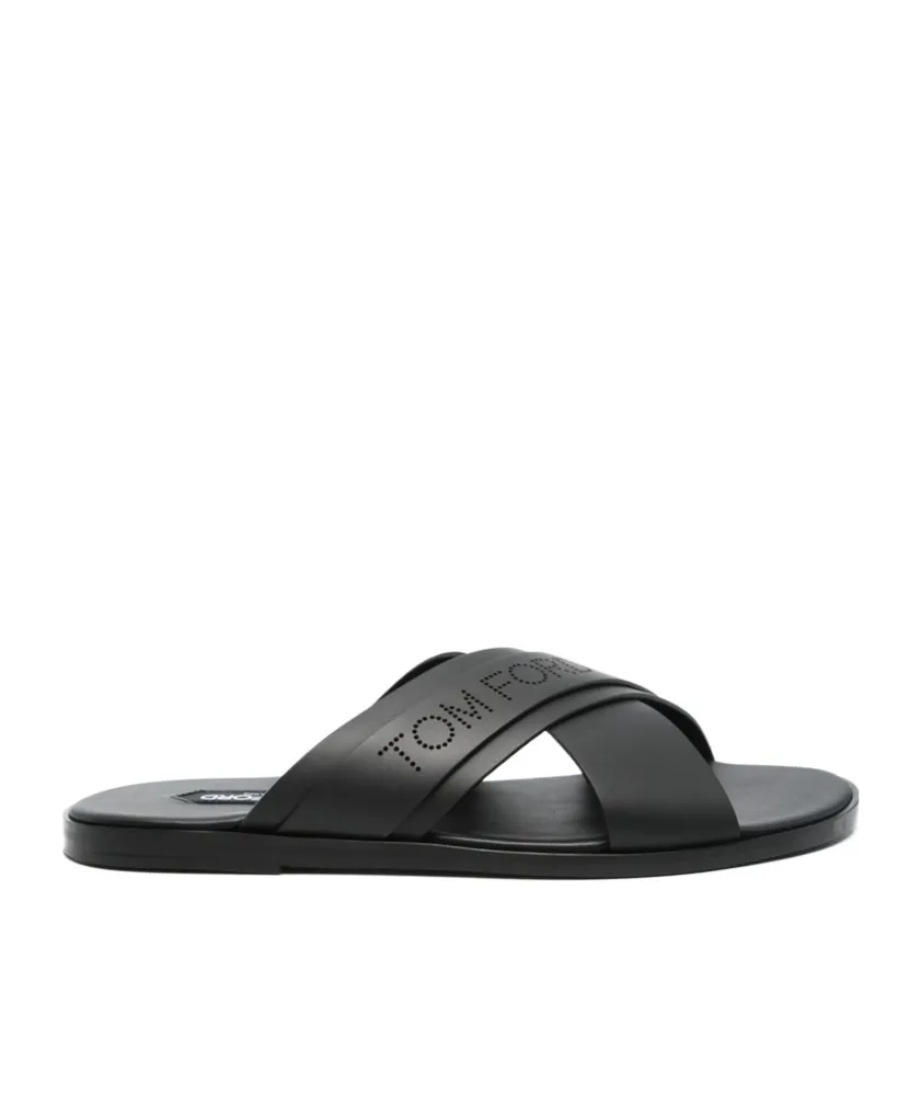 Logo Perforated Open Toe Sandals