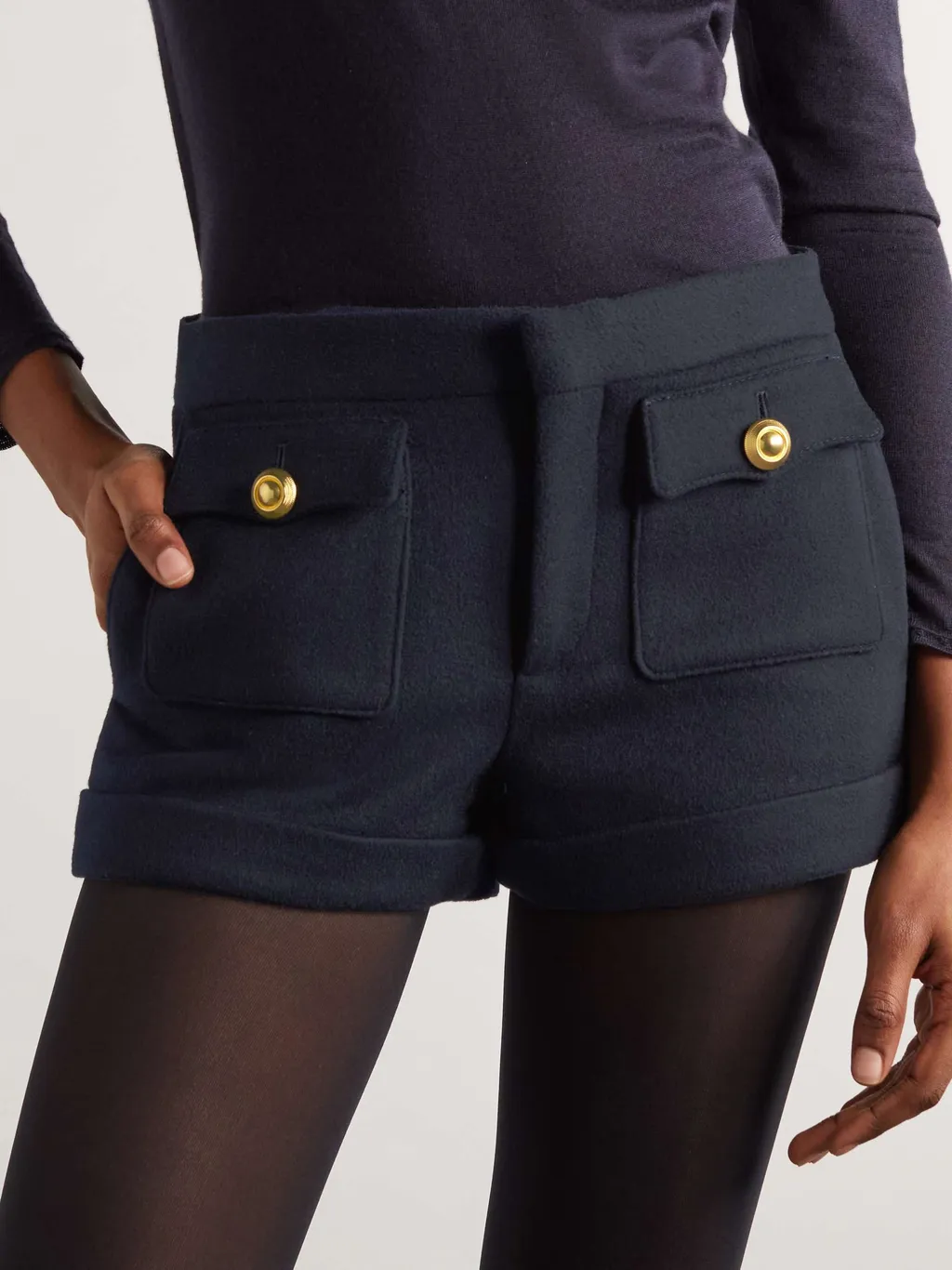 Button Embellished Bermuda Shorts