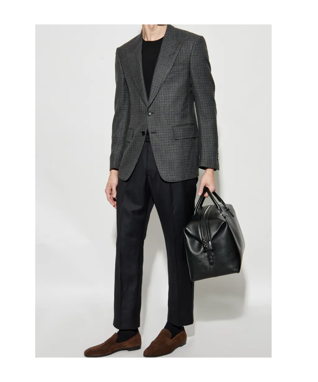 Single-Breasted Houndstooth Blazer