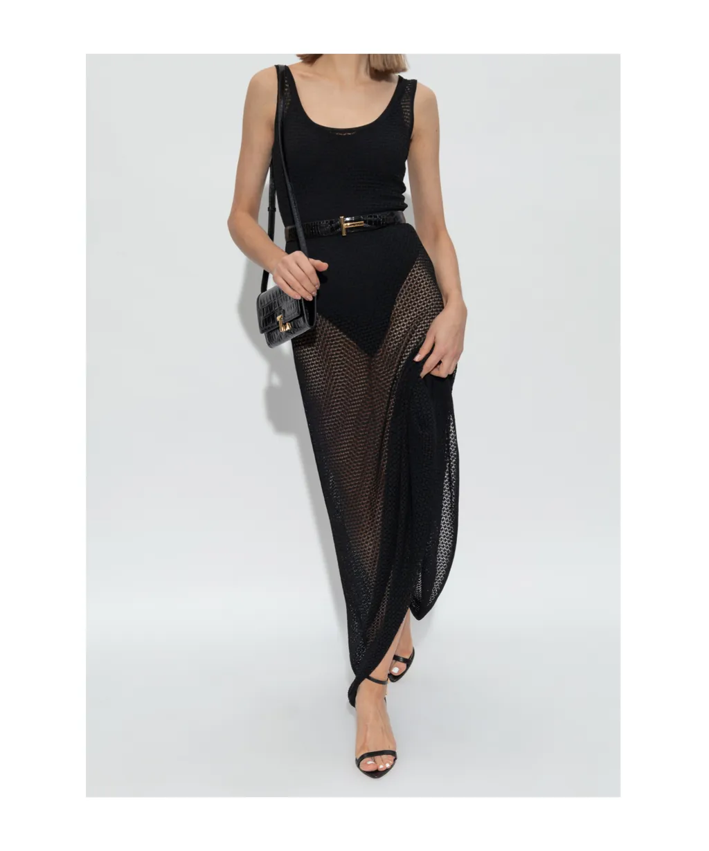 Sleeveless Semi-Sheer Maxi Dress