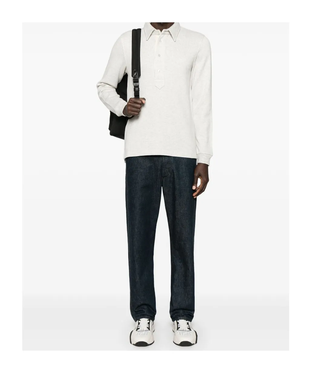 Long-Sleeved Knitted Polo Shirt