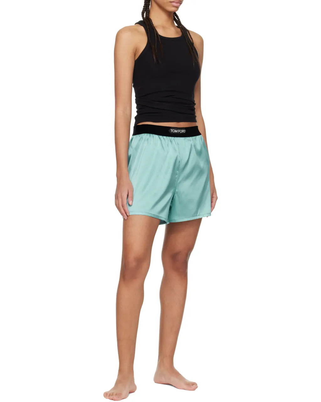 Logo-Waistband Satin Shorts